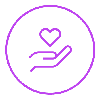 Hand holing a heart icon in circle